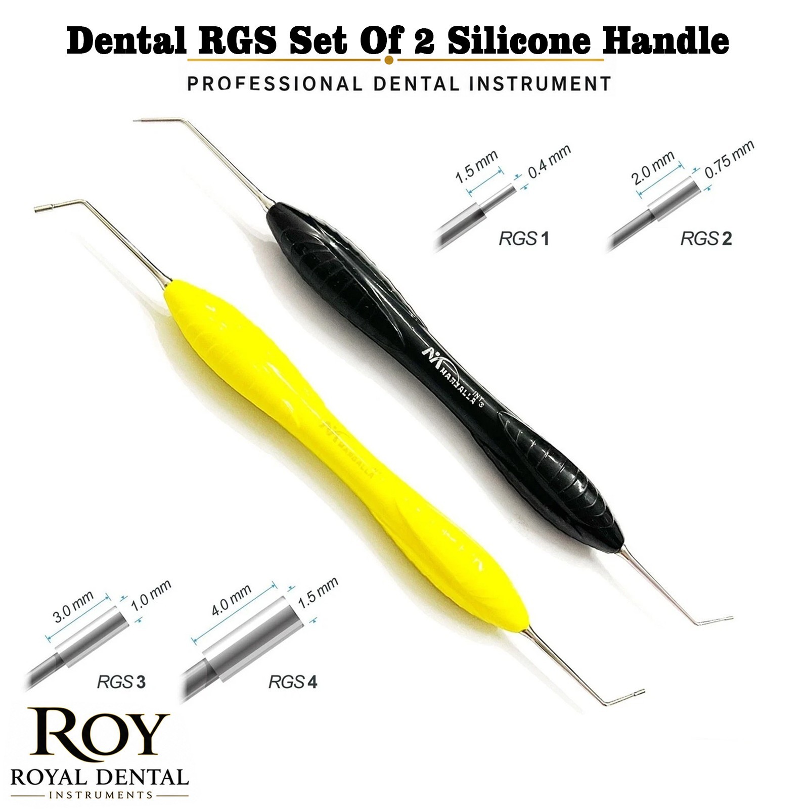 Dental RGS 1-2 & 3-4 Instrument Silicone Handle Depth Dimensions for Restoration
