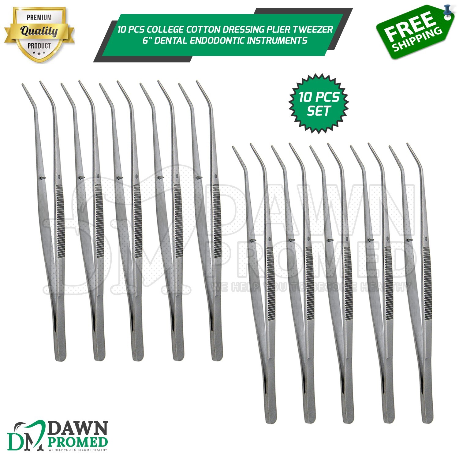 10 Pcs College Cotton Dressing Plier 6″ Tweezer Dental Endodontic Instruments