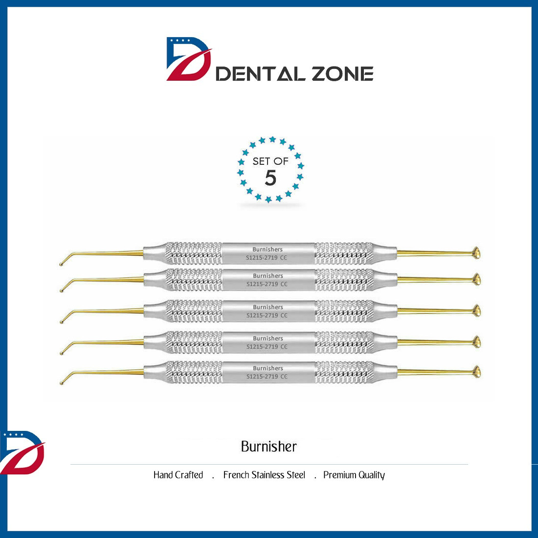 *SET OF 5 *BURNISHER EGG BALL DENTAL AMALGAM FILLING INSTRUMENT *CE*
