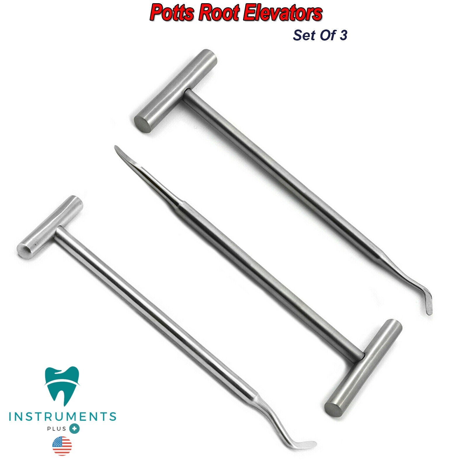 Surgical Potts Elevator Set Of 3 Tooth Extraction Dental Surgery Instruments CE