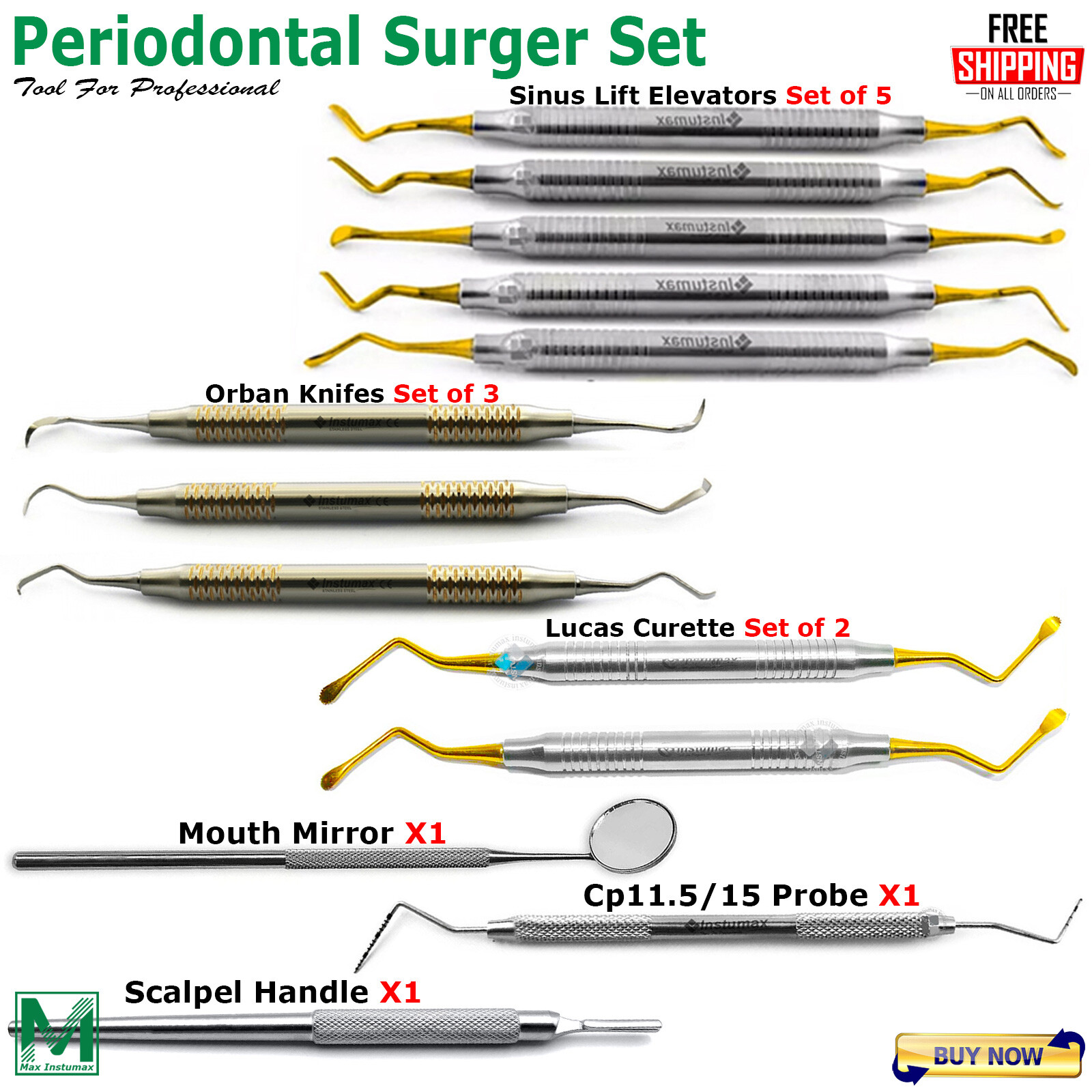 Dental Oral Surgery Instruments Extraction Elevators Periodontal Tools Kit Set