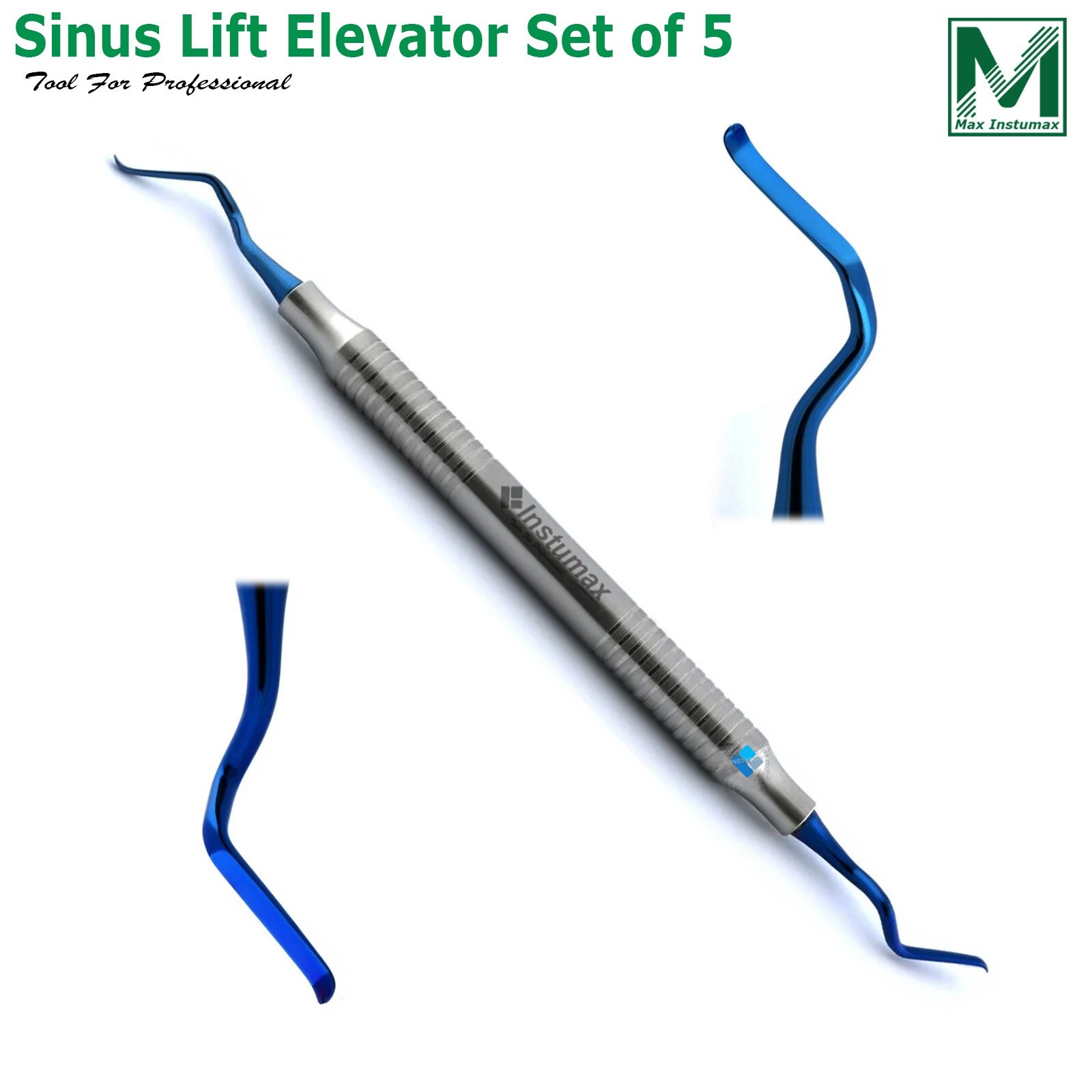 Dental Tunneling Sinus Lift Tool Set Titanium Blue Tip Micro Periotome Elevators