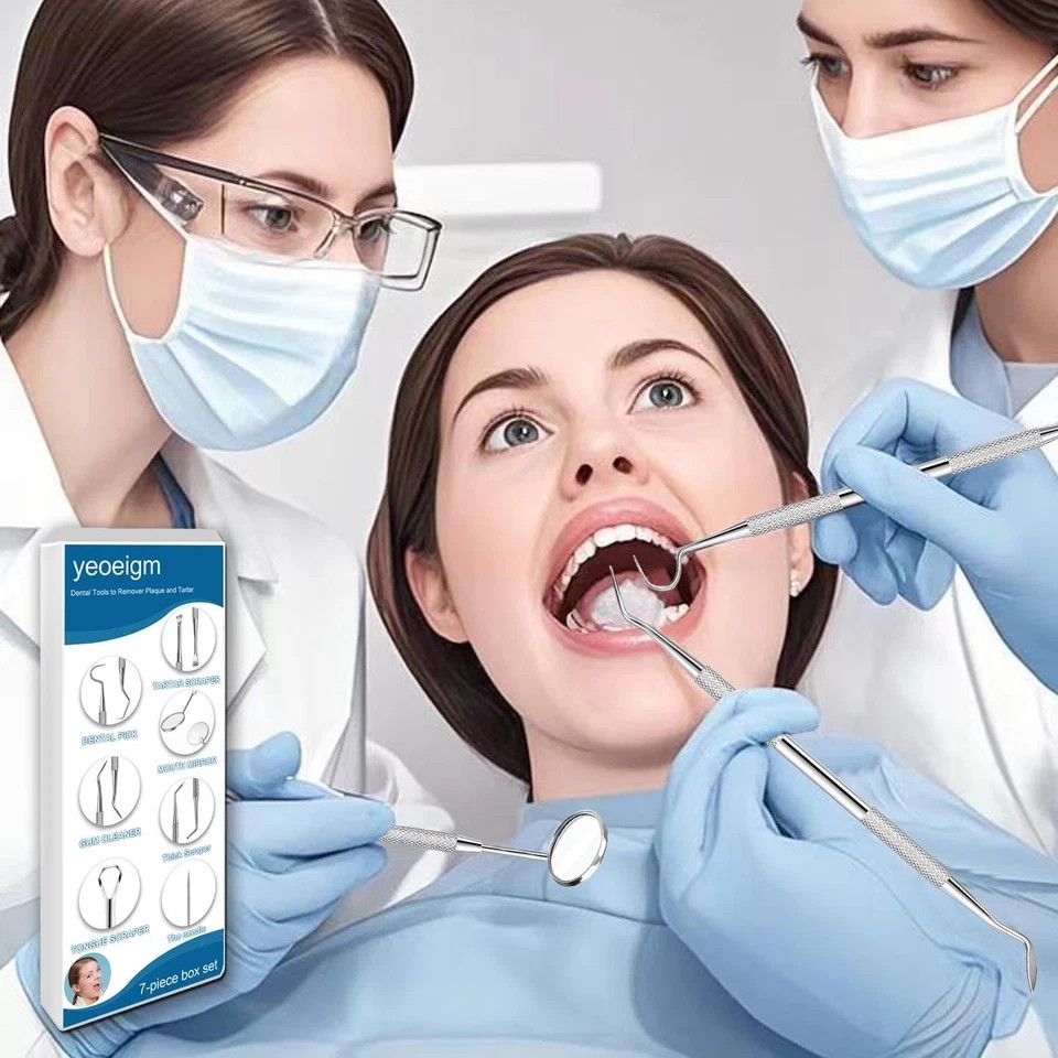 7 PCS Teeth Cleaning Tools Set | Tooth Scraper Picks | With Storage Case | Home