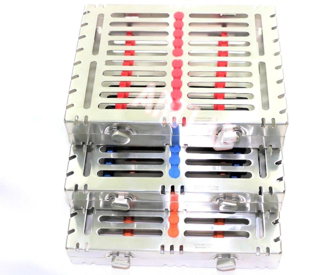 NEW 3 GERMAN DENTAL AUTOCLAVE STERILIZATION CASSETTES BOX FOR 10 INSTRUMENTS