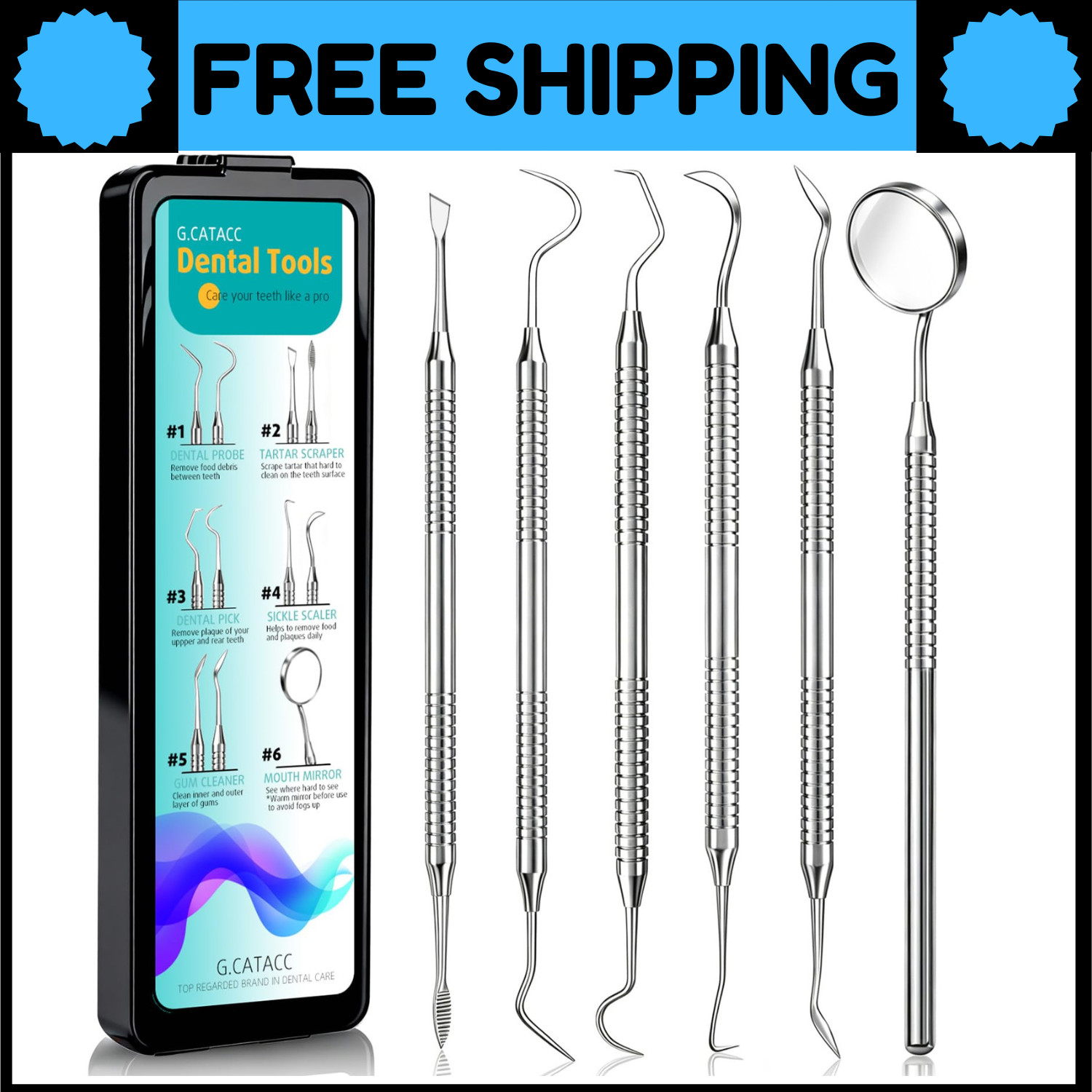 Dental Tools, Dental Pick for Teeth Cleaning, Stainless Steel Hygiene Kit