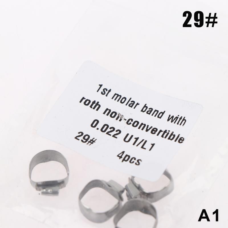 4Pcs Dental 1st Molar Bands Pre Welded Buccal Tube Conv Roth.022 U3 L2 35#-40+#