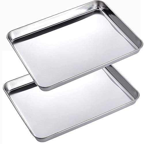 2 Pack Stainless Steel Tray Non Toxic Heavy Duty Thickening Pan Kitchen Baking