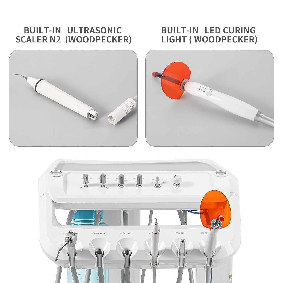 Portable Dental Delivery Unit Syringe Suction Turbine With Air Compressor 4Hole