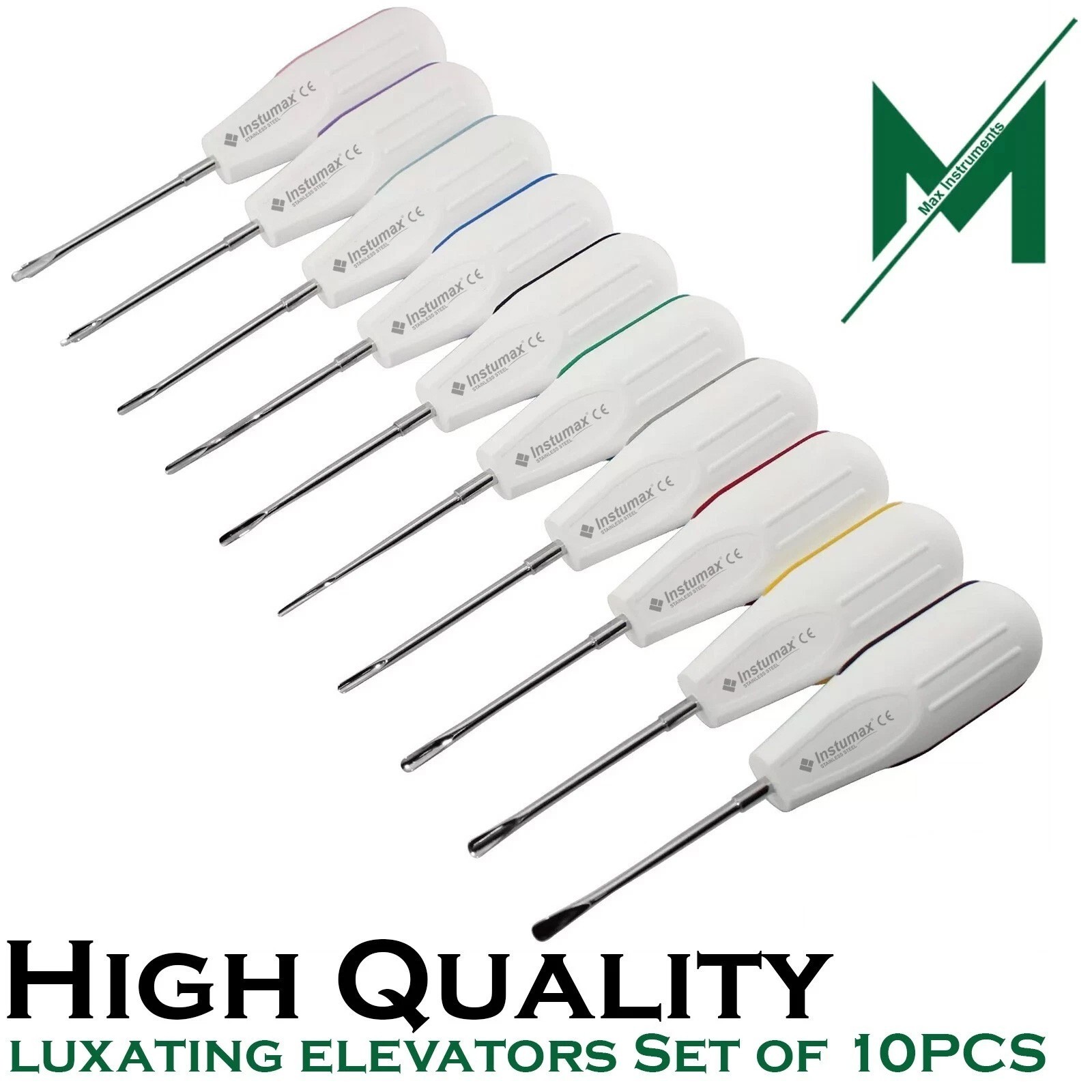 10 PCS White Dental Root Elevators Oral Surgery PDL Luxating Tooth loosening