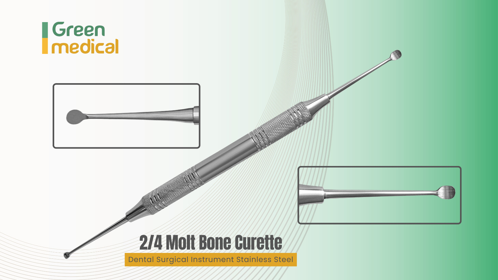 2/4 Molt Bone Curette Dental Surgical Instrument Autoclavable Stainless Steel