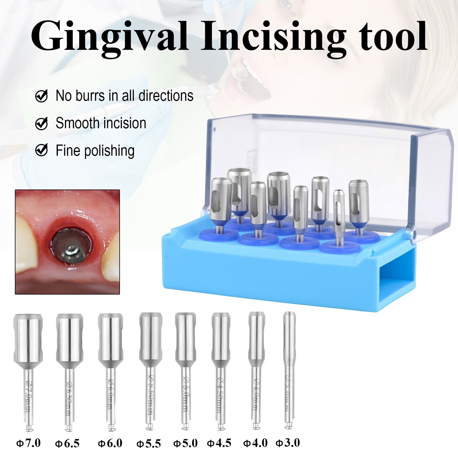 Dental Bone Trephine Drill Bur Kit for Low Speed Handpiece Stainless Steel Drill