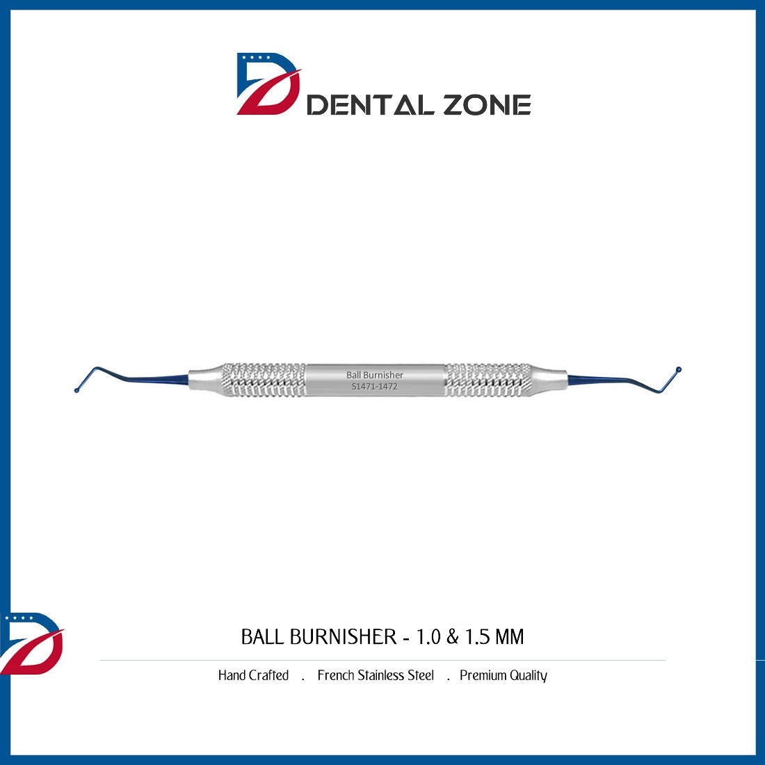 BALL BURNISHER PLUGGER 1.0 – 1.5 MM DENTAL HAND INSTRUMENTS TITANIUM COATED