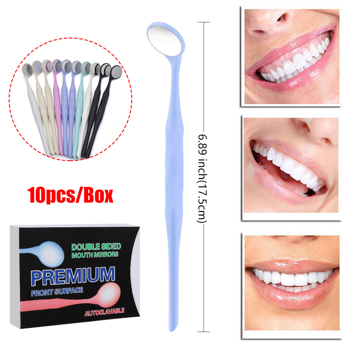 Dental Occlusal Mirror Fog Free LED Intra Oral Photo /10 Mouth Mirrors Reflector