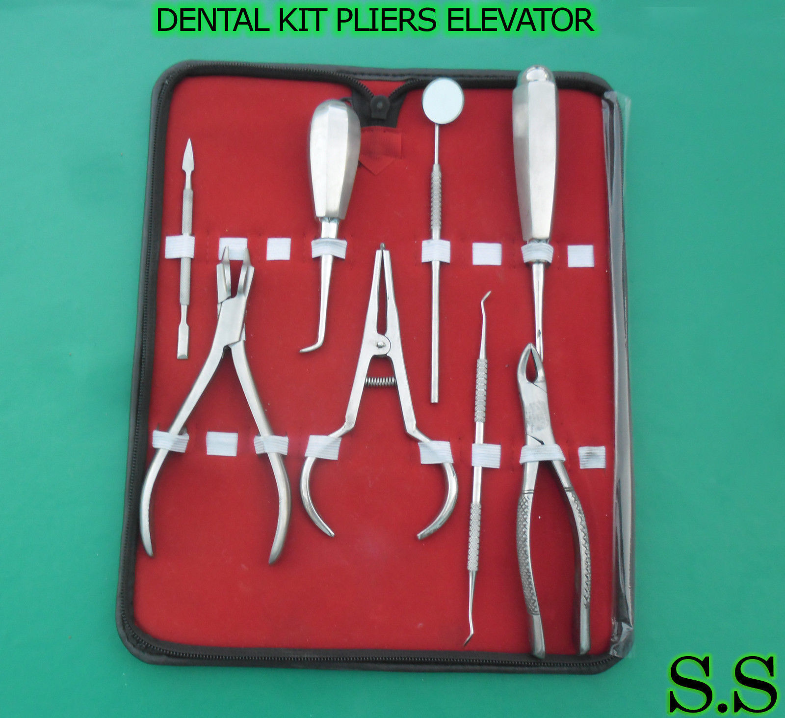 DENTAL KIT PLIERS ELEVATOR MIRROR HANDLE EXTRACTION FCP