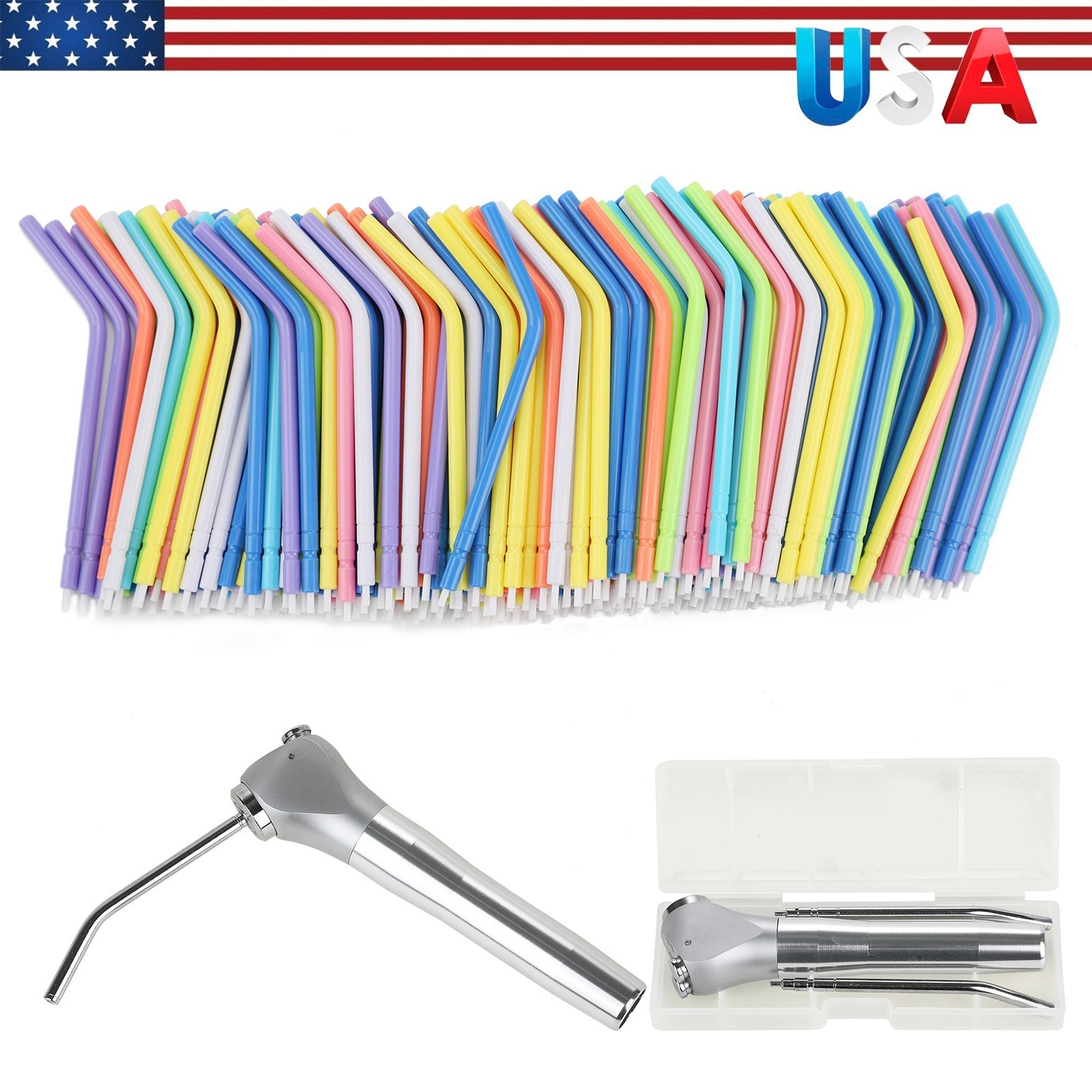 Dental Disposable 3 Way Use Air Water Syringe Triple Spray Nozzles Tips Colors