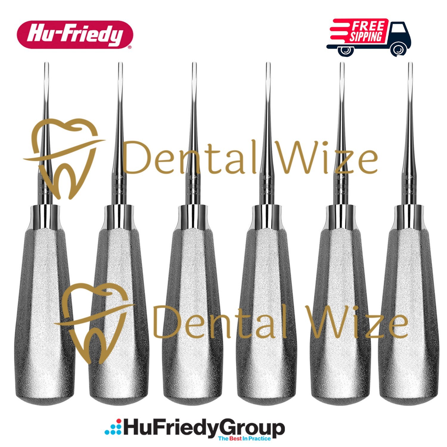 Hu-Friedy 2mm EL2S Straight Luxating Elevator 6 Pcs Dental Extraction Set