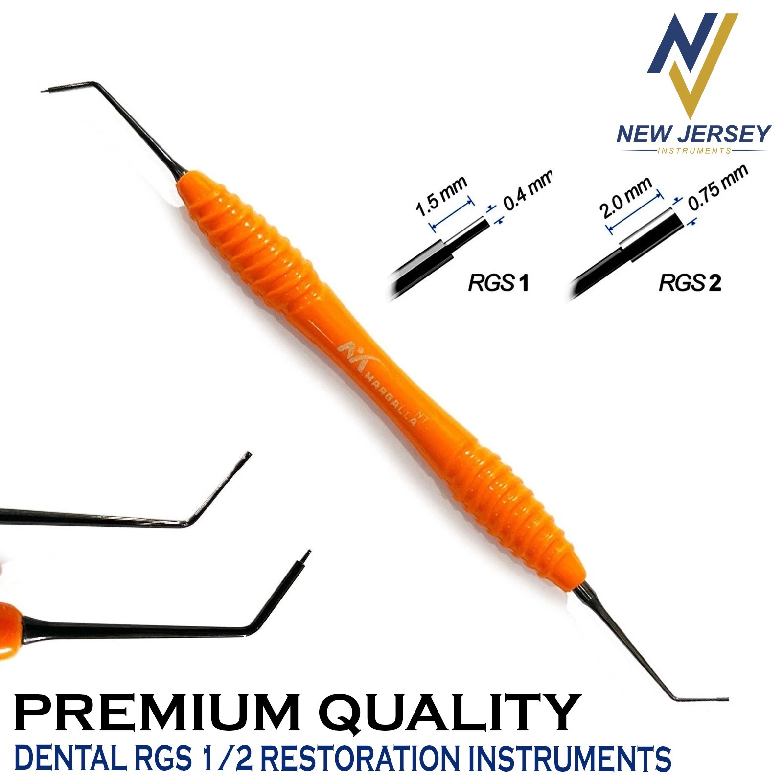 Dental Instrument RGS 1-2 / 3-4 Silicone Handle Depth Dimensions for Restoration