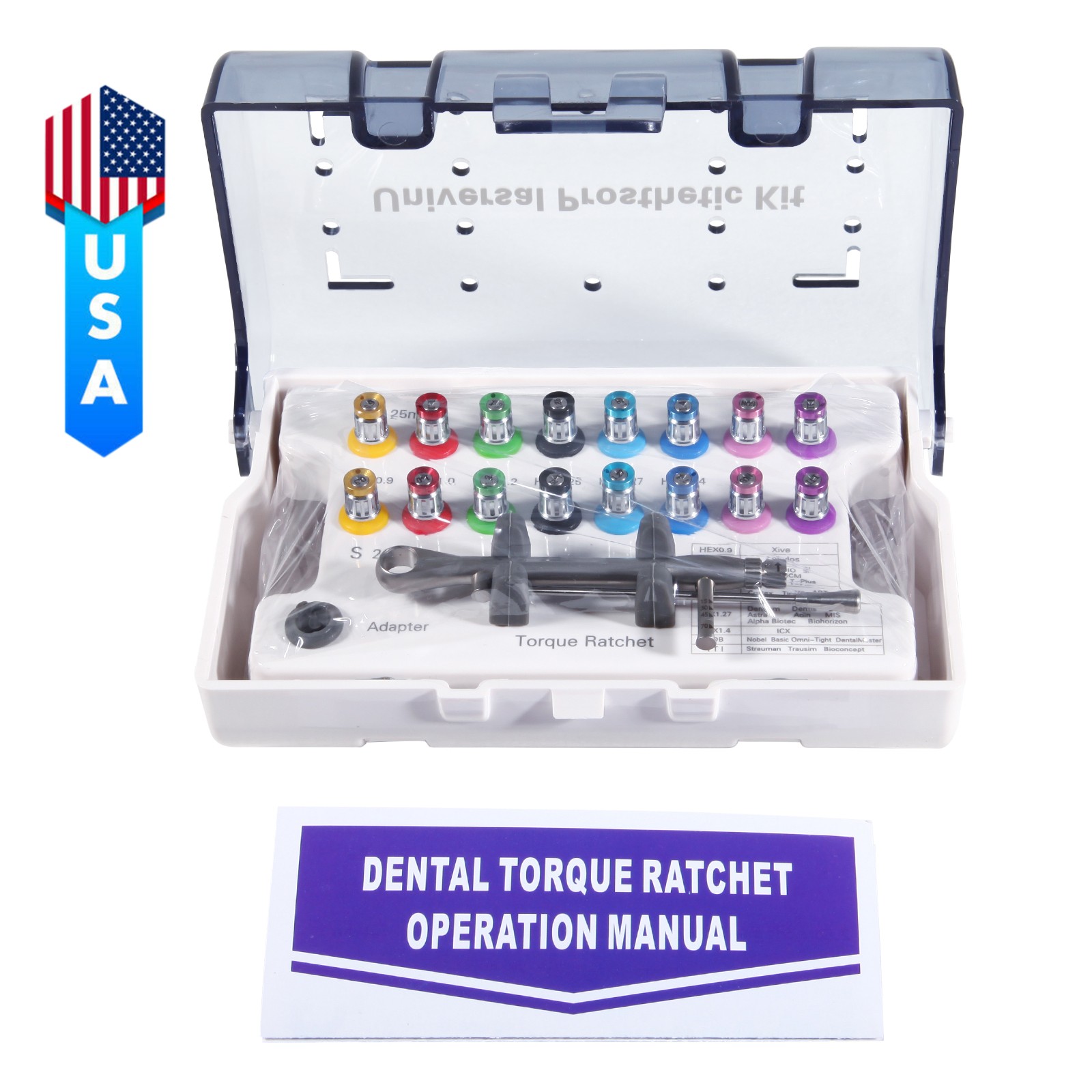 Universal Dental Implant Kit Screw Hand Driver kit Autoclavable Tool Box 15-70