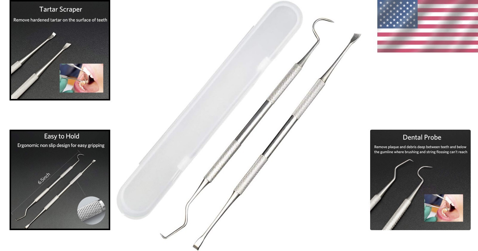 Ergonomic Dental Hygiene Tools – Professional Tartar Remover and Storage Box