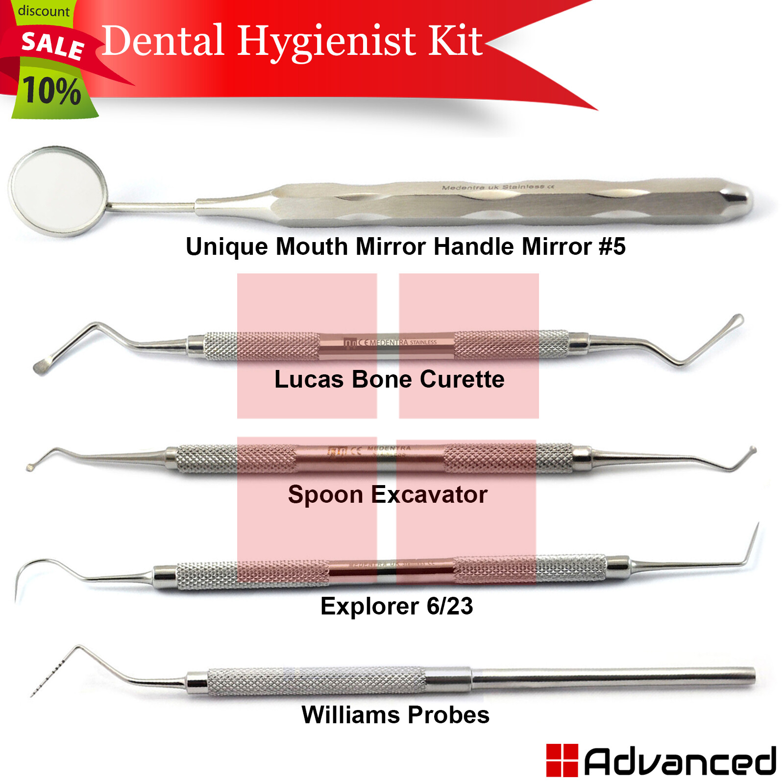 Dental Hygienist Pick Tools Kit Examination Explorer Periodontal Probe Excavator