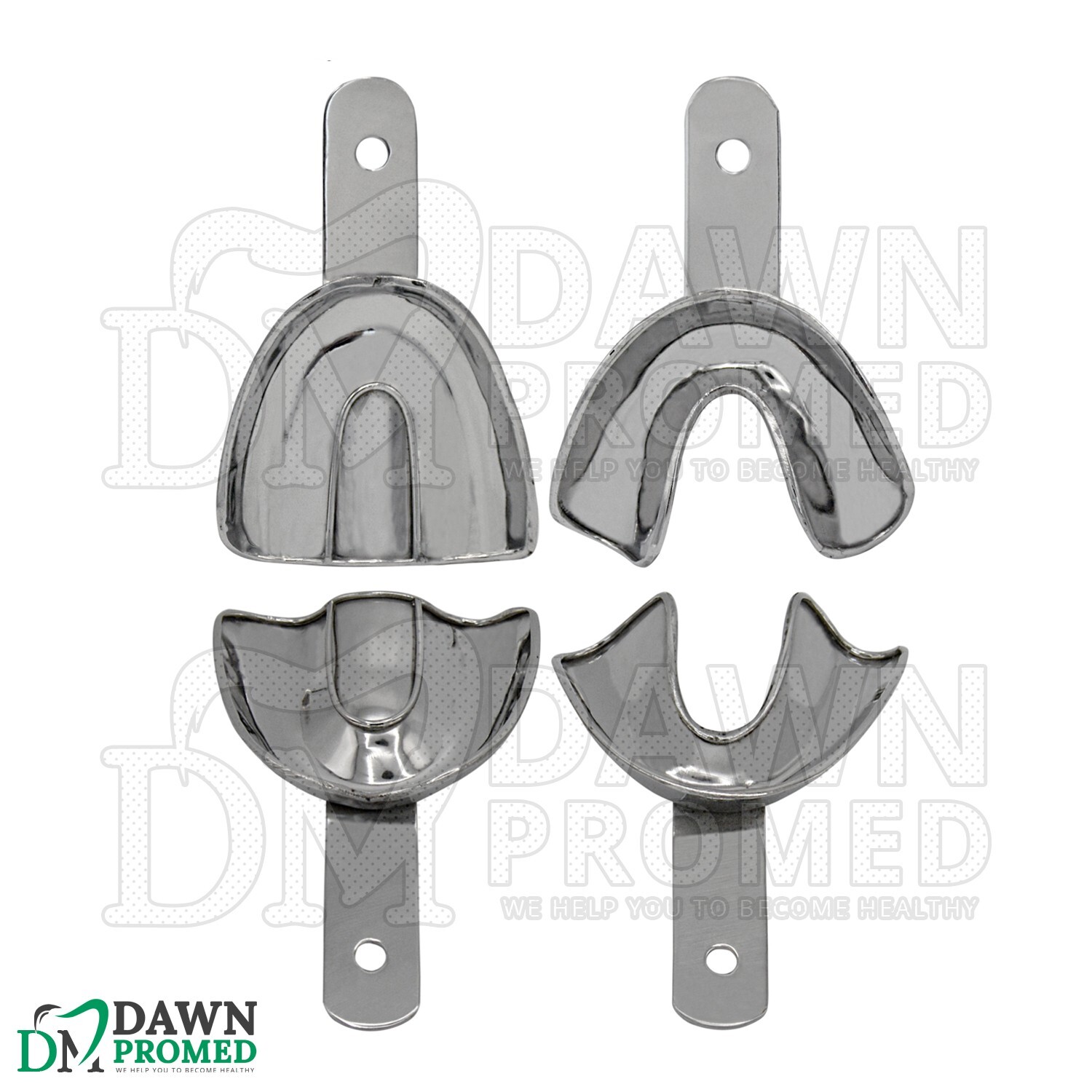 2 Pcs X-Large Solid Metal Impression Trays Upper & Lower Edentulous German Grade
