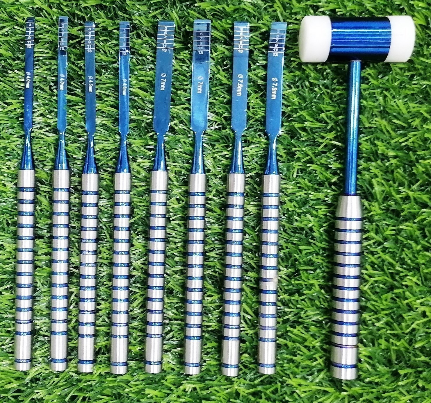 Dental Chisels Implant Surgery Instruments Set Assorted Sizes W/Case PVD Coated