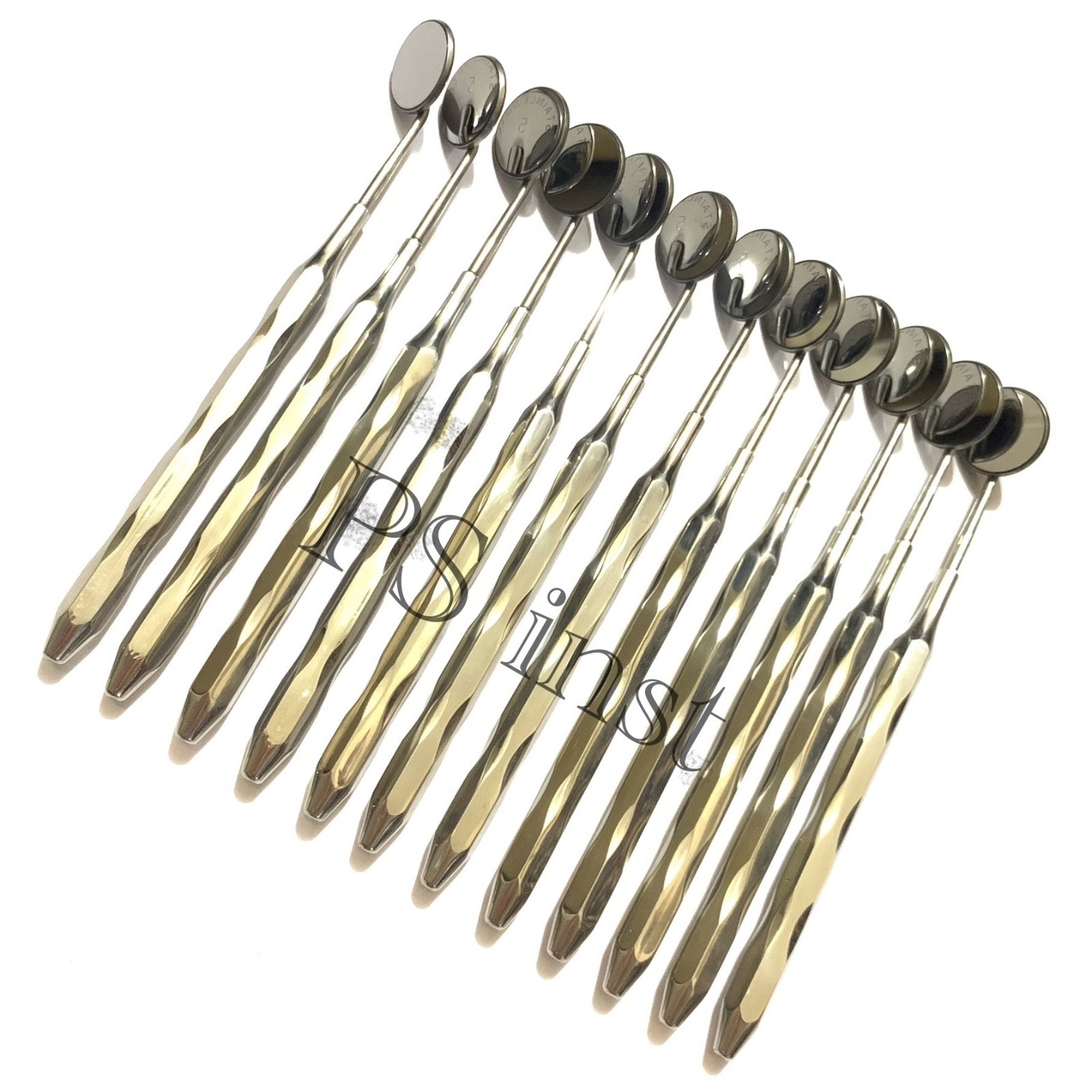 12 Pcs Dental Mouth Mirror #5 With Thick Mirror Handle Polish Finish Corn Socket