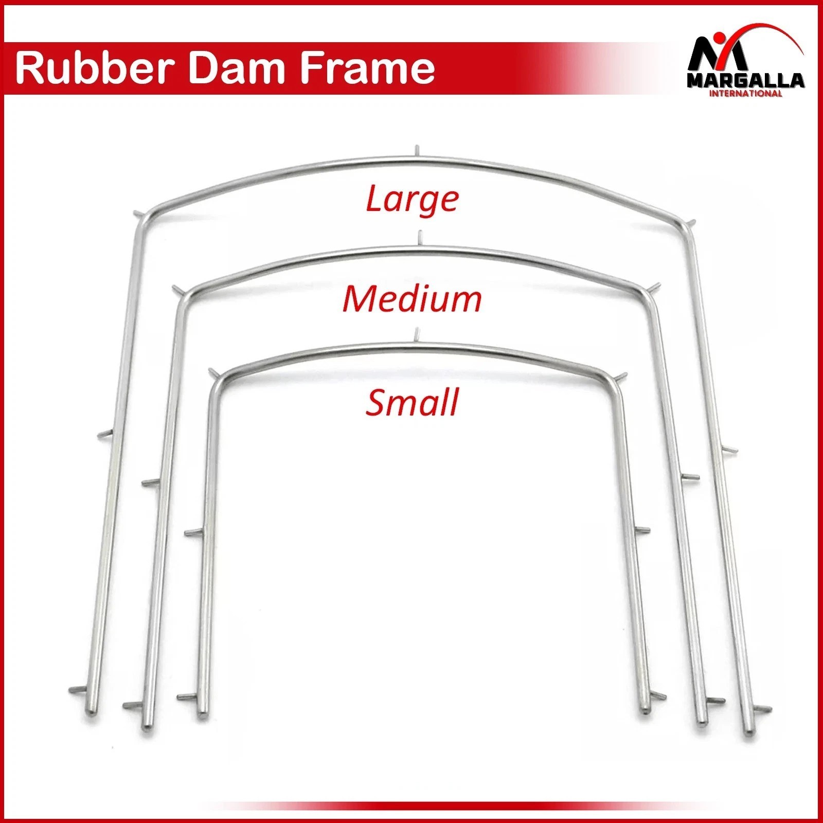 Rubber Dam Frame for Framing Dental Dam, Endodontics Sizes Small, Medium, Large