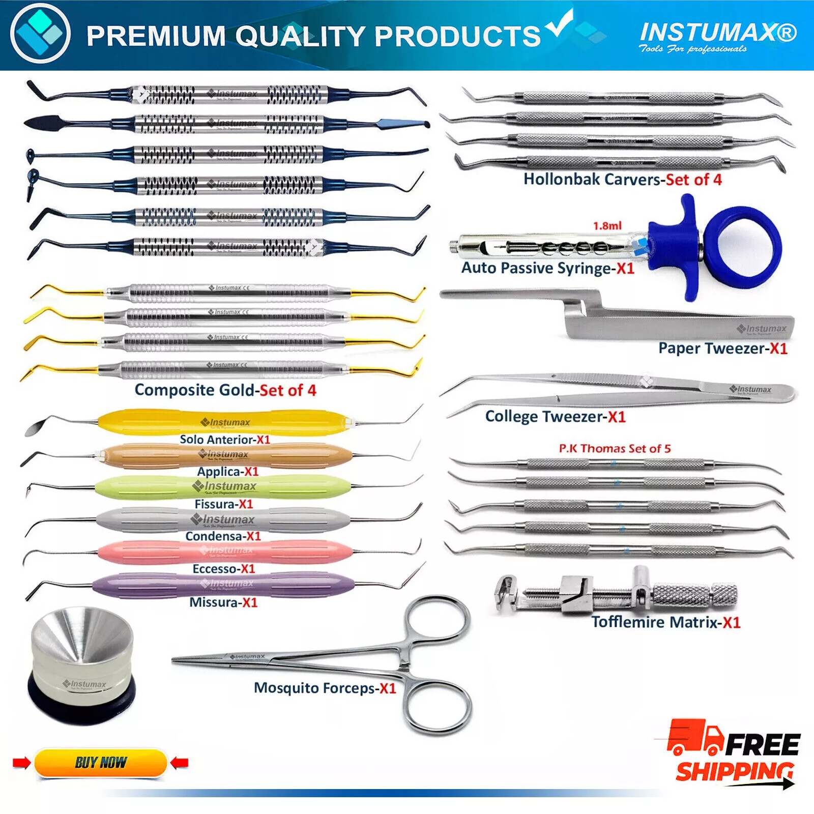 Dental Composite Filling Instruments Ball Burnisher Spatulas CIG-6 Instruments