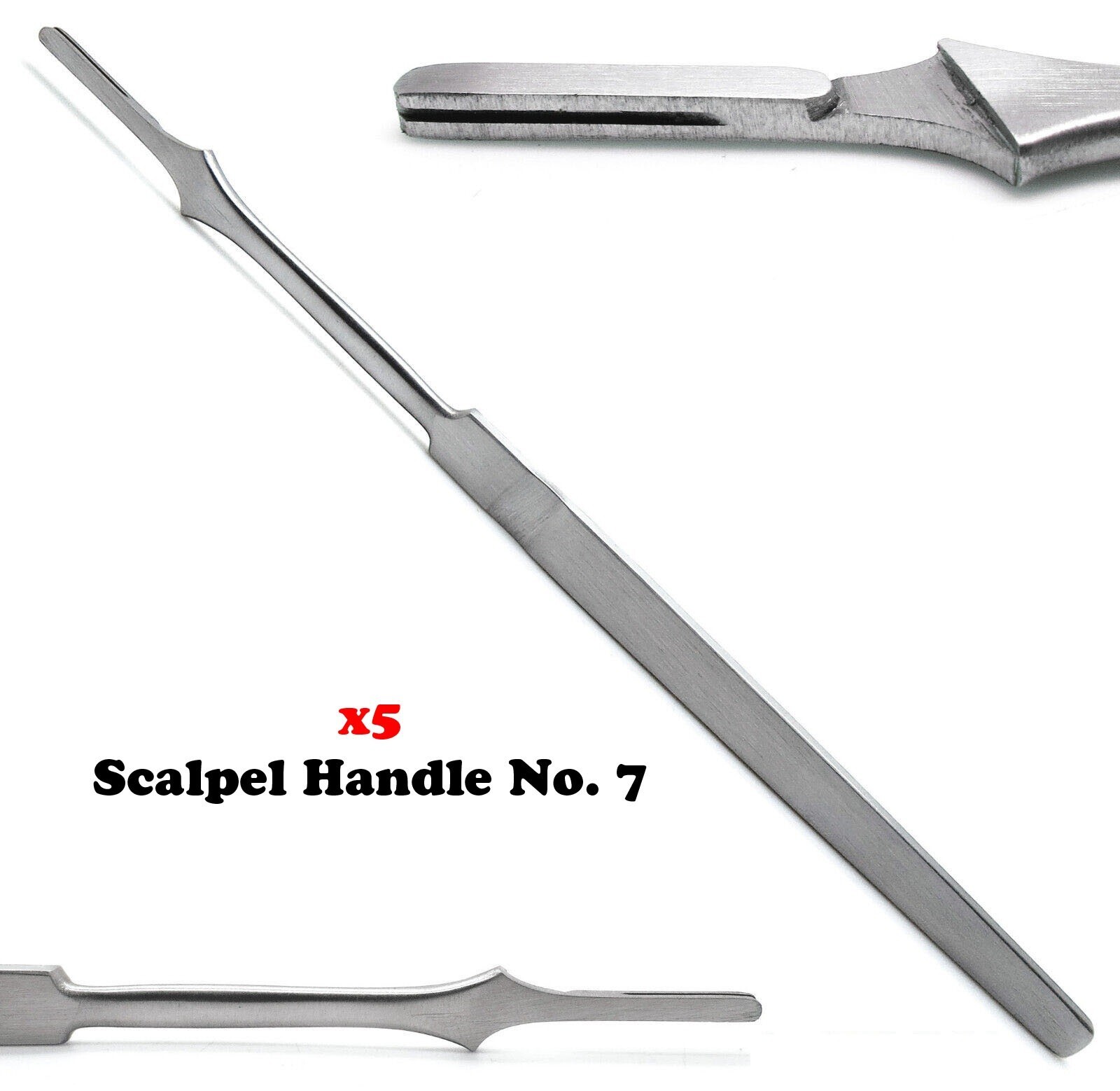 5 Pieces Dental Surgical Scalpel Handle Straight No.7 Stainless Steel Instrument