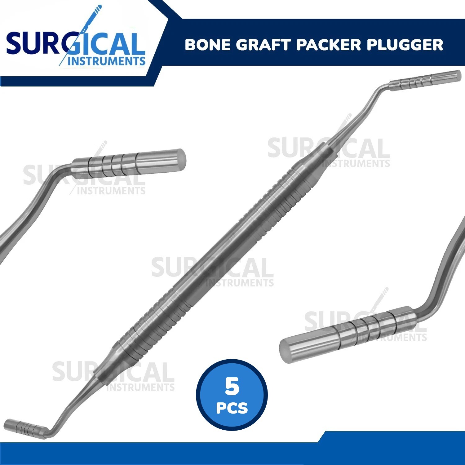 5 Pcs Bone Graft Packer Plugger Depth Gauge Dental Implant Tool German Grade
