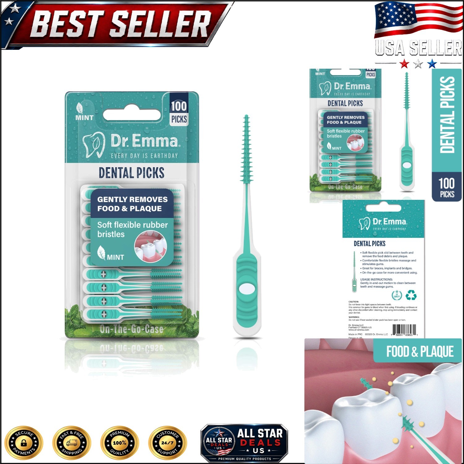 Soft Mint Dental Picks – 100 Count with Flexible Design for Easy Gum Cleaning