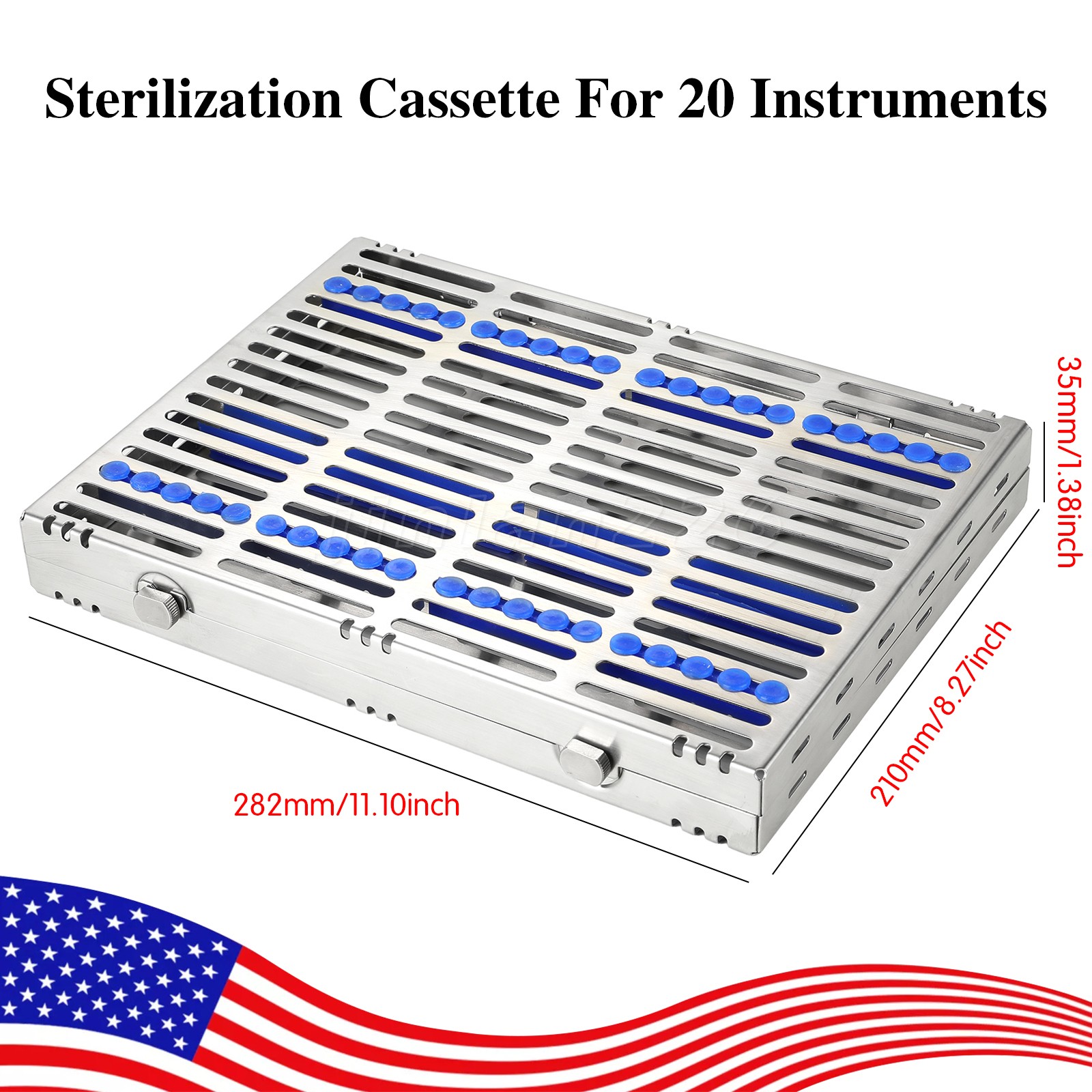 DENTAL SURGICAL AUTOCLAVE STERILIZATION CASSETTE RACK BOX TRAY FOR 20INSTRUMENTS