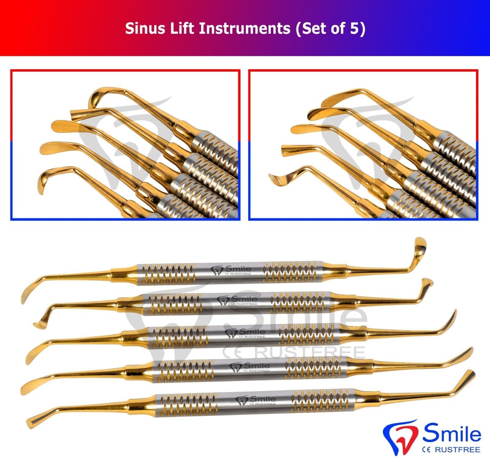 5 Pcs Sinus Lift Instruments Set – Smile Dental United Kingdom – CE