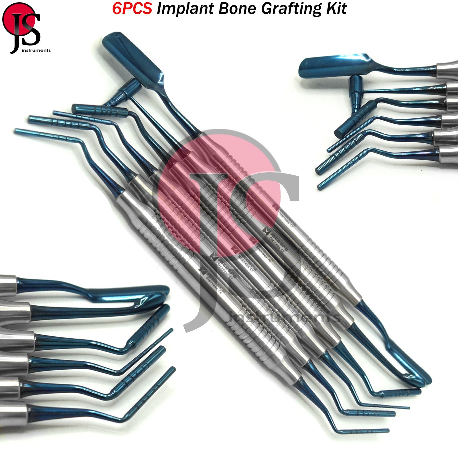 Dental Bone Graft Carrier Packer Plugger Implant Grafting Surgery Instruments X6