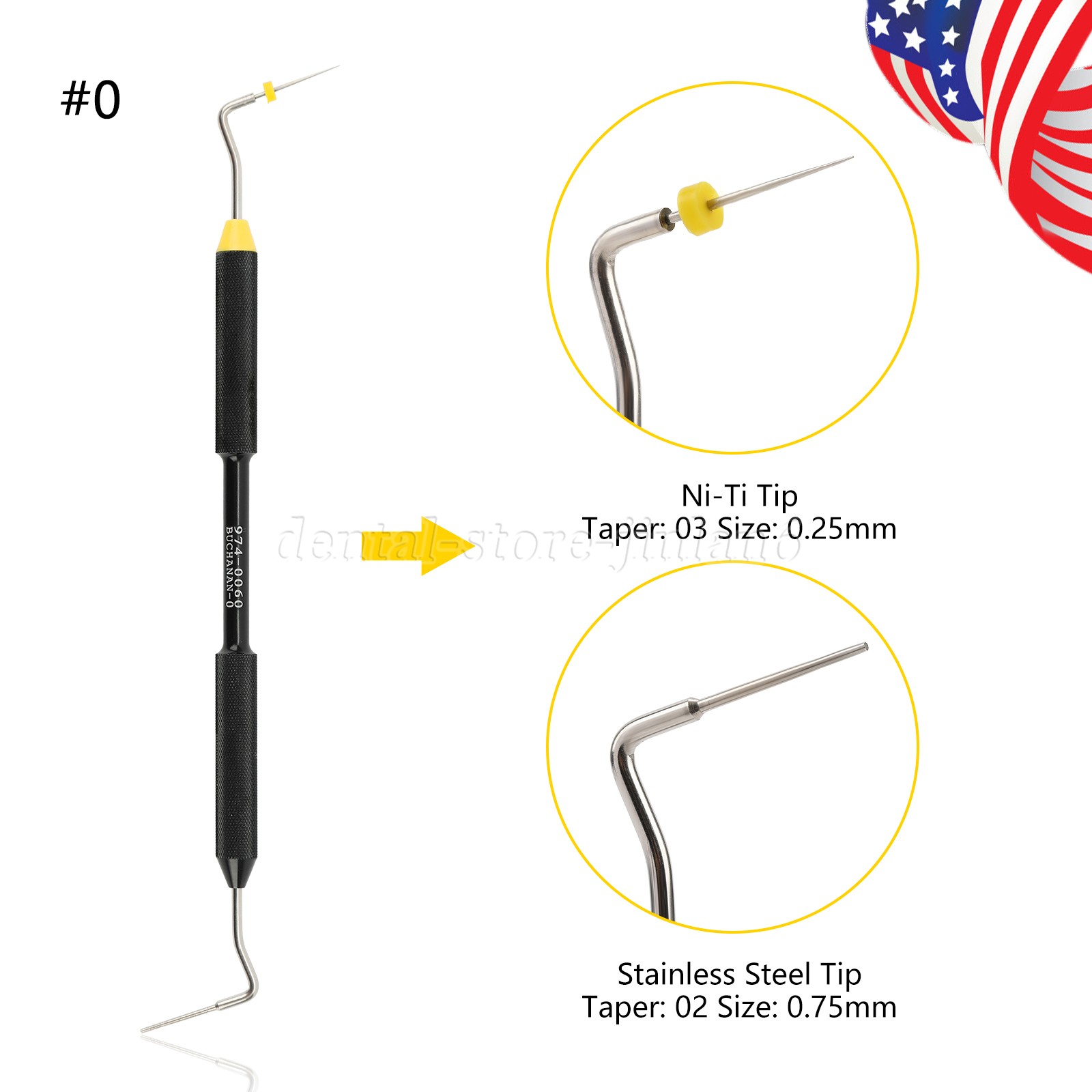Dental Endo Hand Plugger NiTi Tip Fill Obturation Sybronendo Buchanan 3 Size