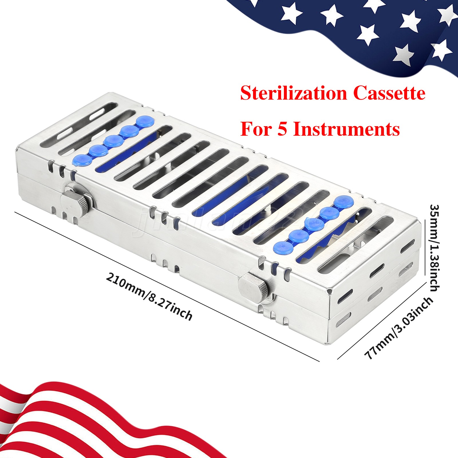 DENTAL AUTOCLAVE STERILIZATION CASSETTE BOX TRAY FOR 5 INSTRUMENT