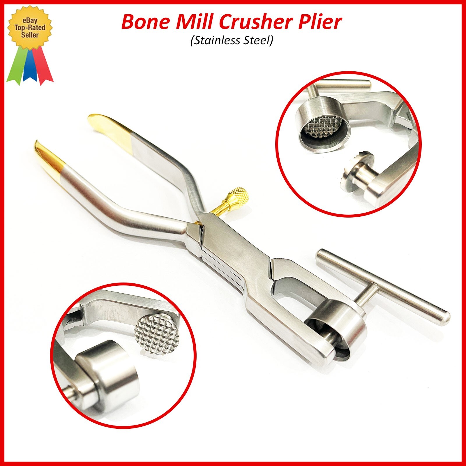 Dental Bone Mill Crusher Morselizer Plier Titanium Head Plate Implant Bone Graft