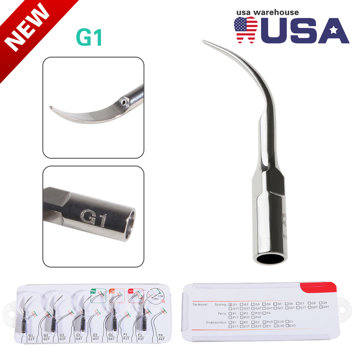 1/5 Dental Ultrasonic Air Perio Scaler Handpiece Hygienist 2/4H Tips G1 G2 G4