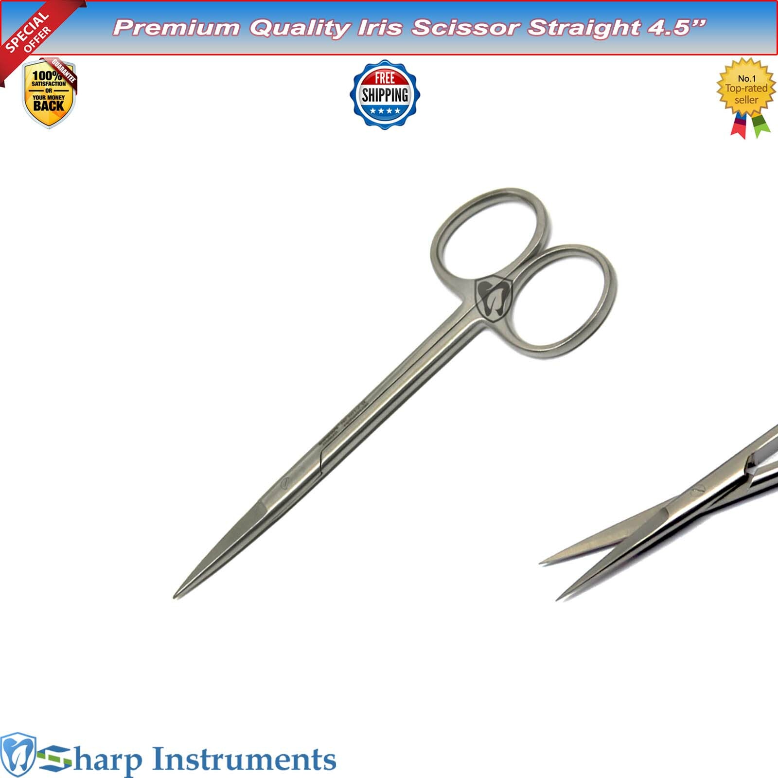 Adson Forceps, Iris Scissor Straight Dental Tissue Suture Removal Kit Of 2 Pcs