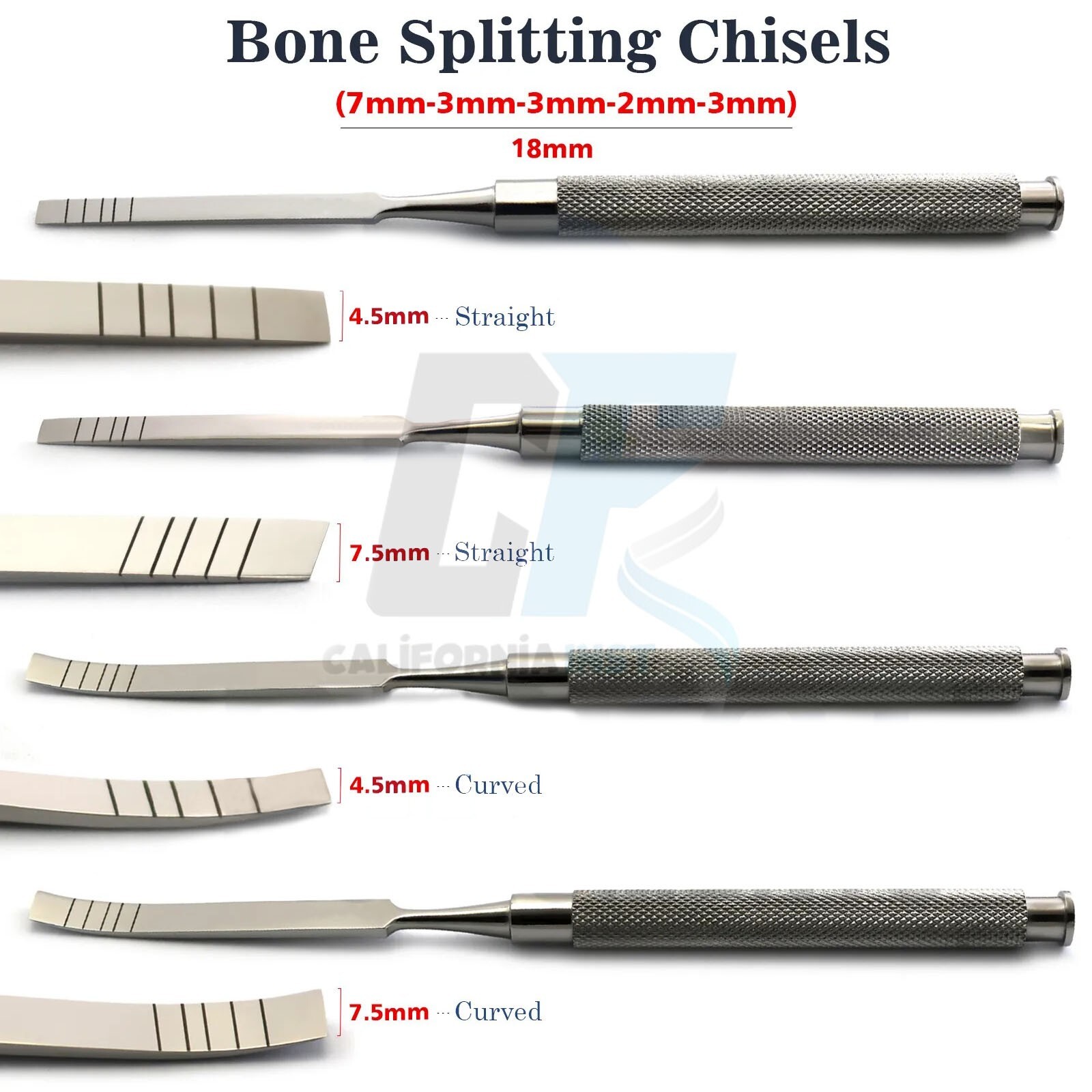 4Pcs Dental Osteotome Bone Ridge Expansion Chisels Surgery Splitting Extracting
