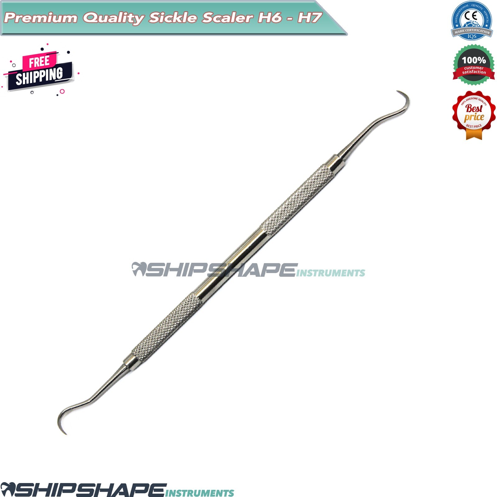 H6-H7 Sickle Scaler Plaque Tartar Calculus Remove Double Ended Dental Instrument
