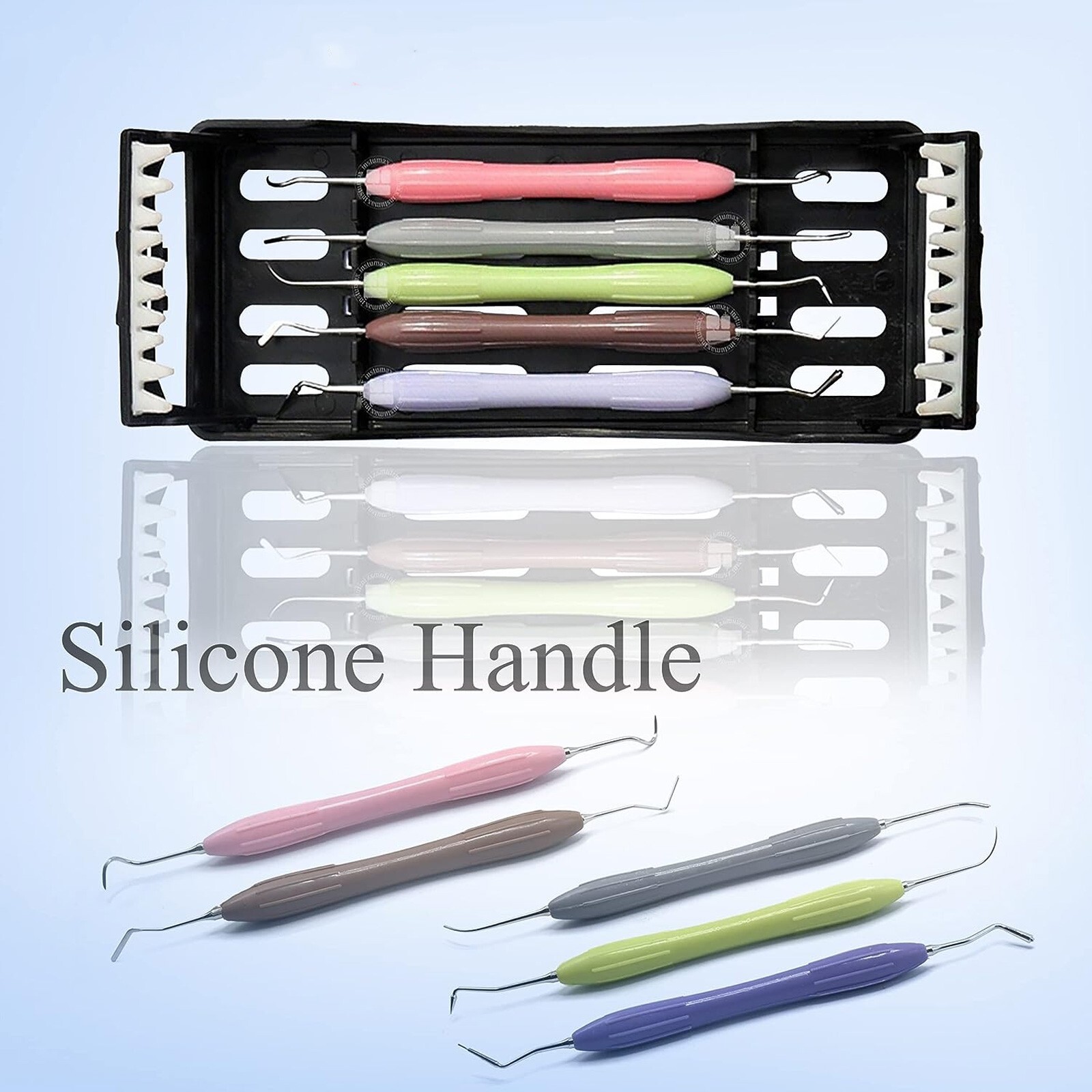 Dental Composite Filling Instruments Silicone Handle With Cassette 5Pcs Set