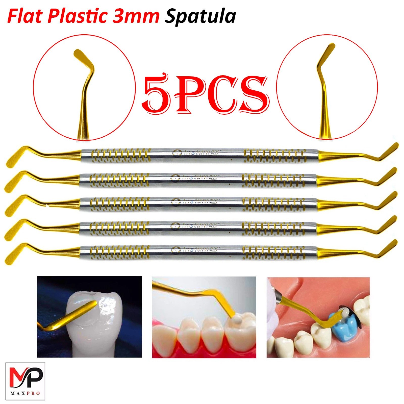 Flat Plastic Composite Filling Instruments – 3mm Double-Ended Tools Golden Tips