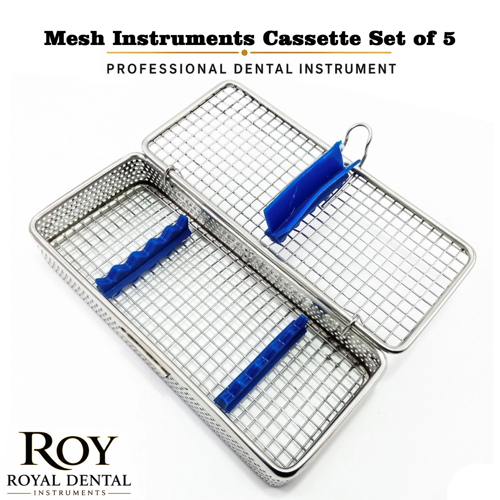 Dental Mesh Instruments Cassette Sterilization Tray Rack For Holding 5Pcs