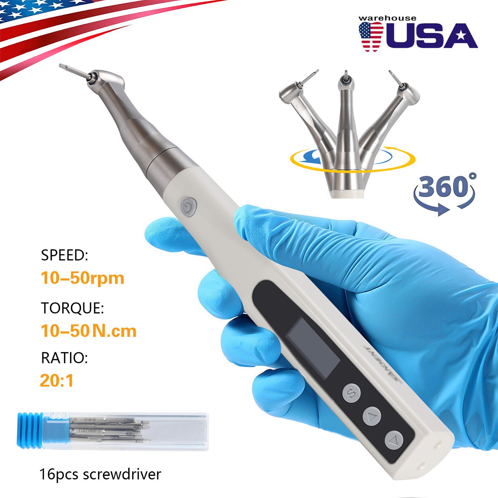 Dental Electric Wireless Torque Driver Implant Tool Kit Small Automatic 10-50N
