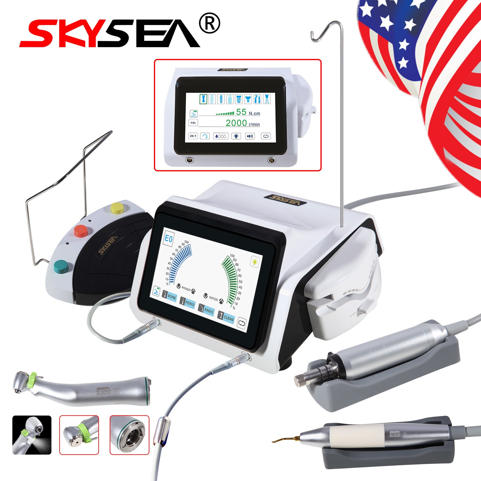 Implant Motor+Surgery Piezo Bone Surgery +LED Handpiece Dental Woodpeck Style