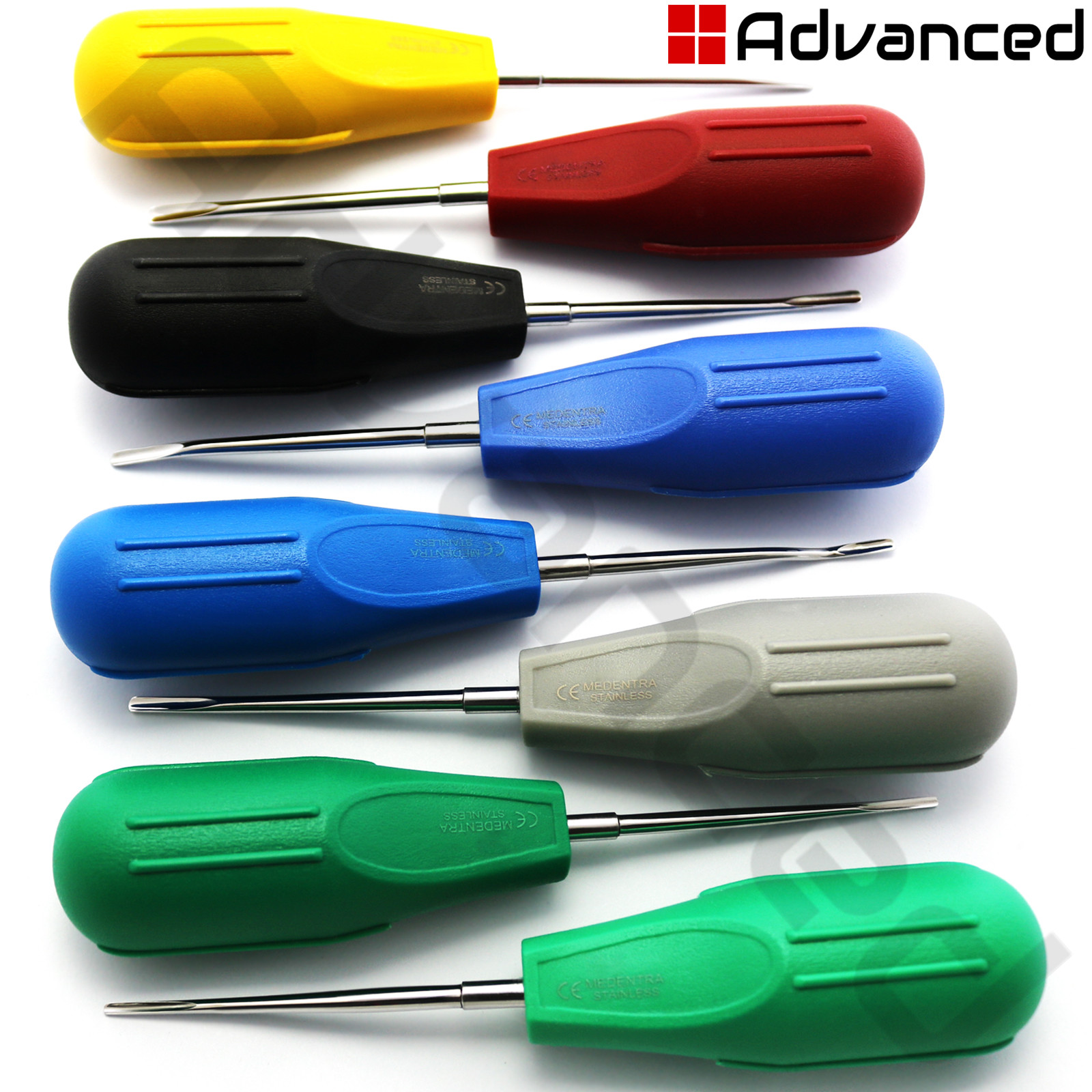 8Pcs Dental Luxating Root Elevators Multi Colors Tooth Extraction Oral Surgery
