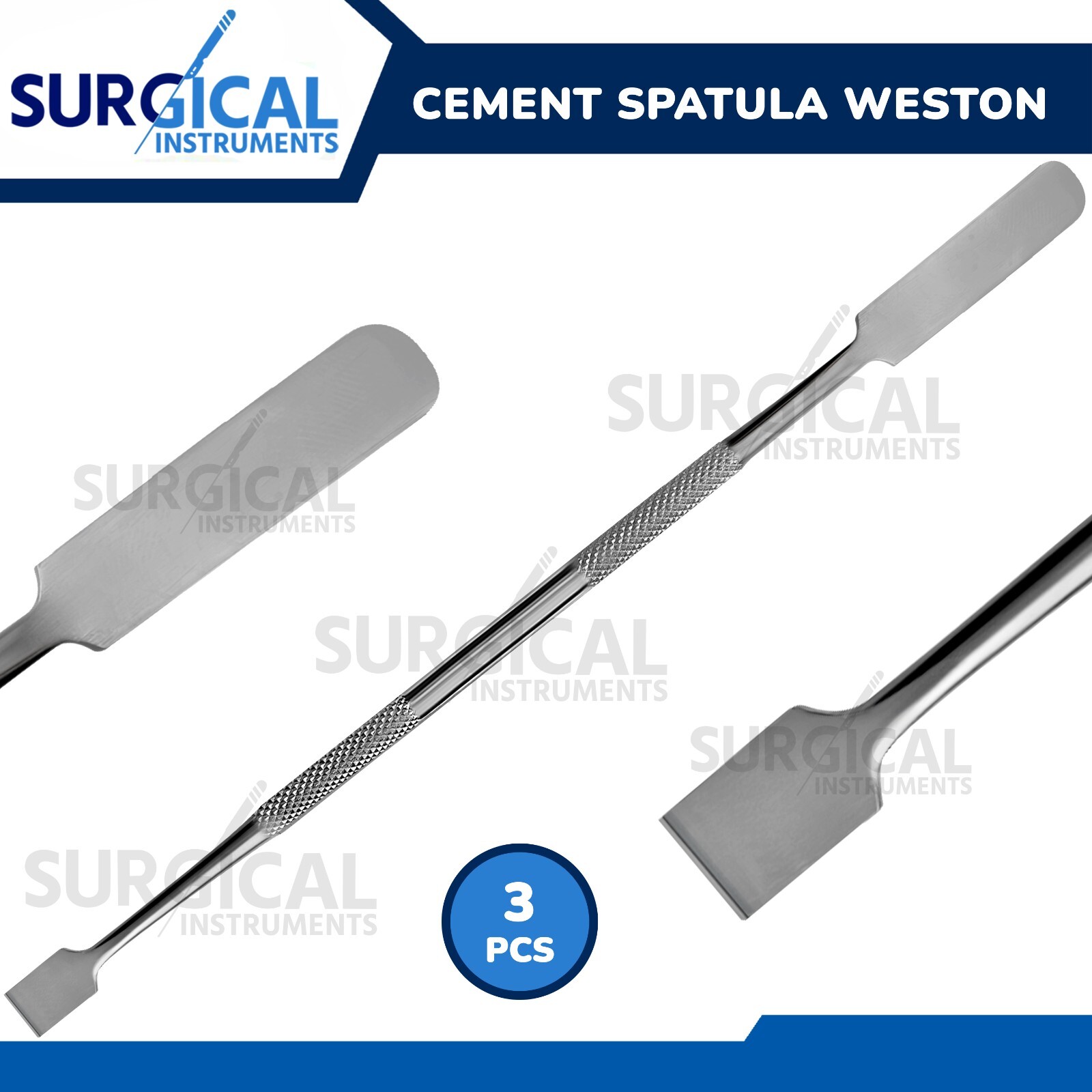 3 Pcs Cement Spatula Weston Dental Mixing Instrument Double Ended German Gr
