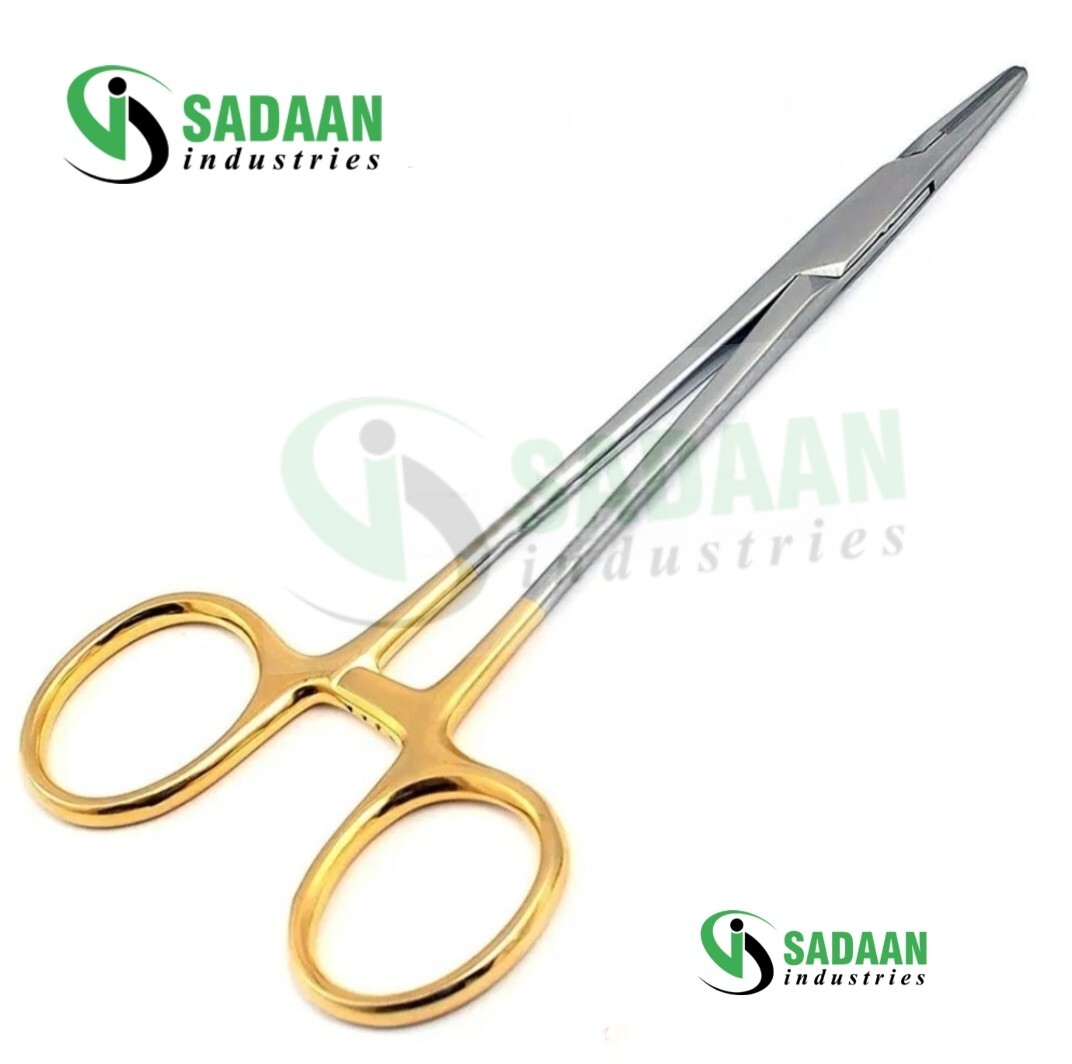 TC Mayo-Hegar Needle Holder, 8″, Straight, Serrated Jaws, Quick Release, Premium